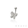 316L SURGICAL STEEL MULTI CZ BUTTERFLY NON DANGLE BELLY BUTTON NAVEL RING 
